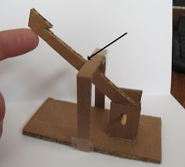 The crossbar of the catapult
