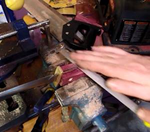 Shaping the handle with a rasp