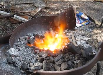 Hardwood Lump Charcoal fire