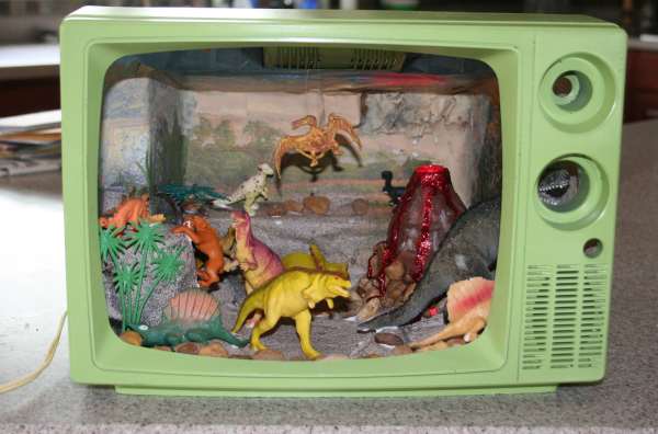 Dinosaur Diorama in a television