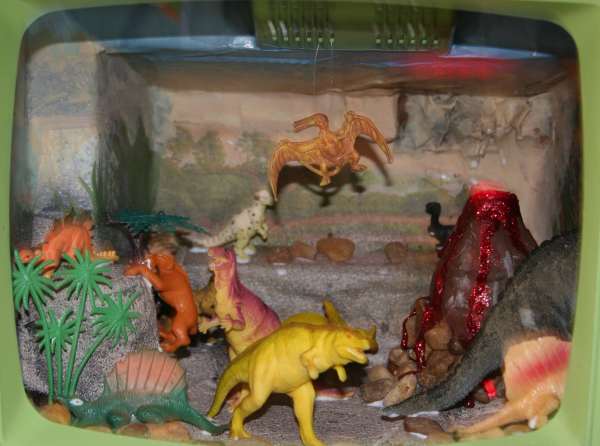 closeup of the dinosaurs