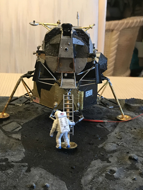 A diorama of the first man on the moon