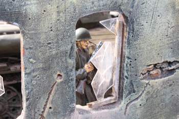 Soldier through a window