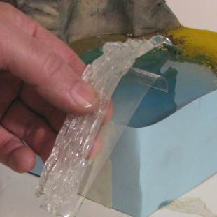 Glue waterfall to plastic