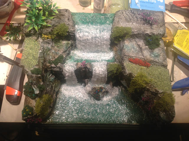 Top view of waterfall diorama