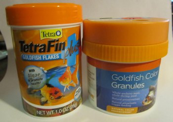 Two types of goldfish food