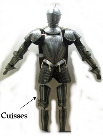 A knights armor with cuisses