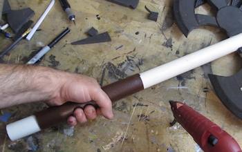 Glue the leather handle on