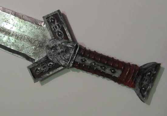 Close up of the handle of the sword