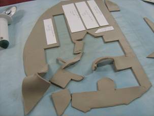 Cutting the parts in clay
