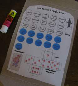 Glue the game pieces and playing board to cardboard