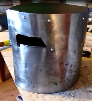 The helmet is bolted together