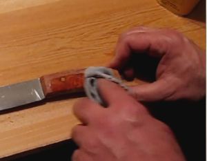 Apply tung oil to handle