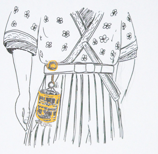 Wearing an inro and netsuke