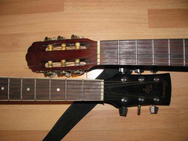 Close up of guitar necks
