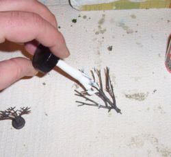 Apply cement to the tree armature