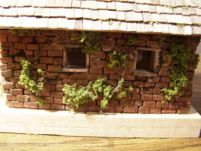 A miniature brick building