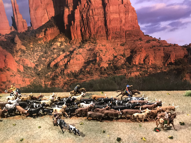 A diorama of a Cattle Drive