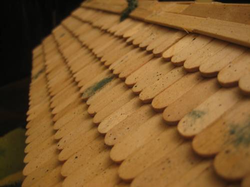 An amazing thatched roof with popsicle sticks