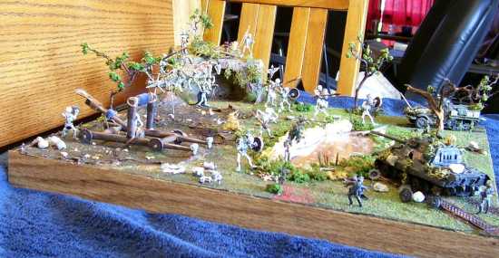 Side view of the diorama
