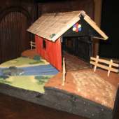 Covered Bridge diorama with popsicle sticks