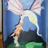 Shoebox Diorama of a knight and dragon