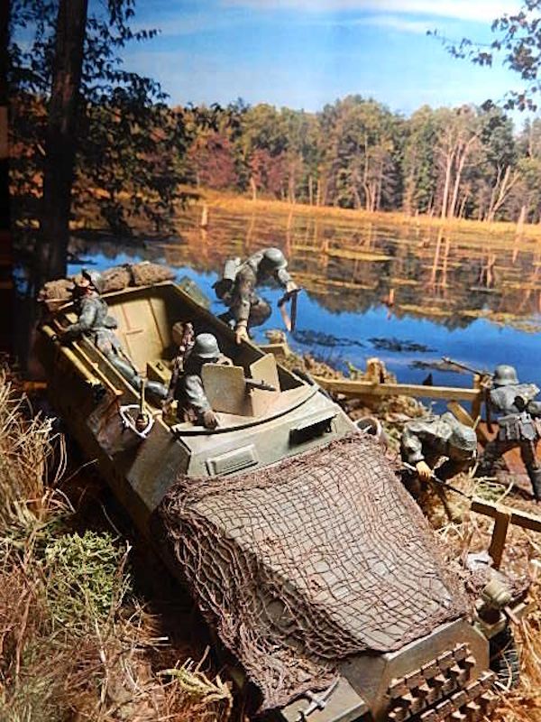 German half-track diorama with background