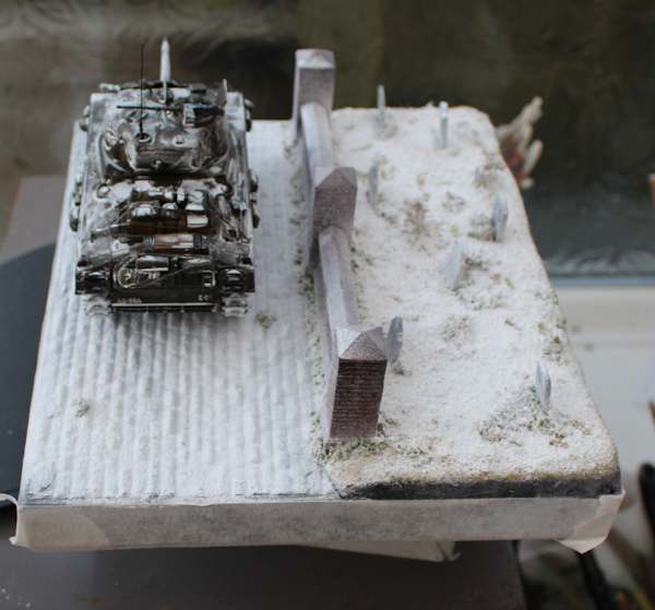 The diorama with snow on it