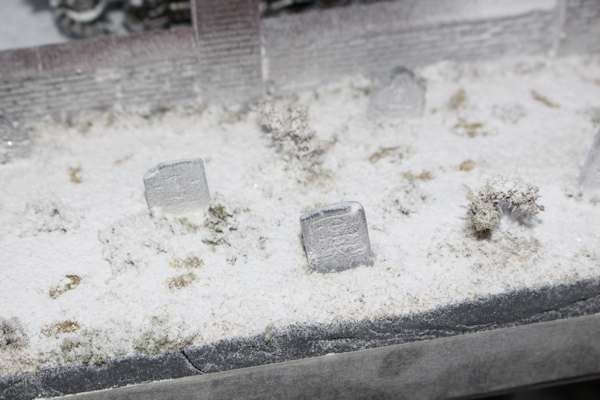 Snow on gravestones 