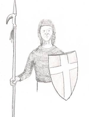 a knight wearing chainmail