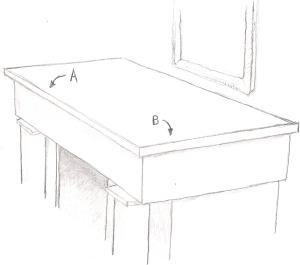 drawing of a fireplace to show the concept of perspective