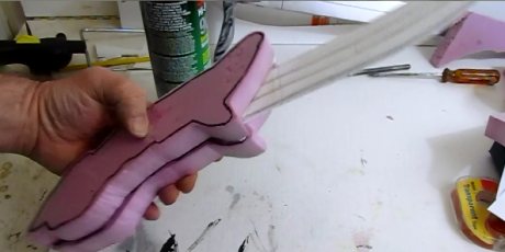 Glue the foam onto the handle