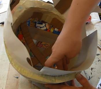 Glue into helmet