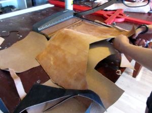 cut leather strips
