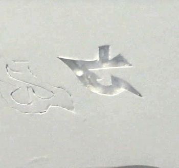 Close up of a symbol cut