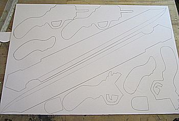 The ten pieces on foam board