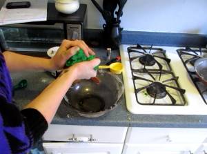 Kneading until proper consistency is reached