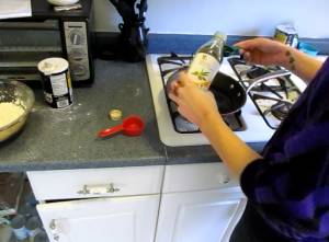 Mixing cooking oil, water, and food coloring