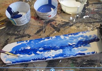 Move on to light blue paint