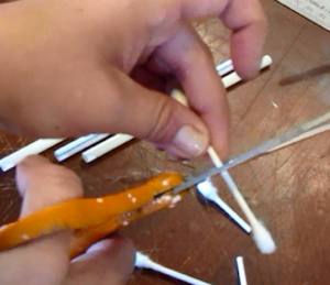 Cut cotton swabs
