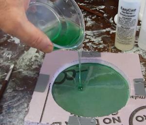 Pour resin into mold