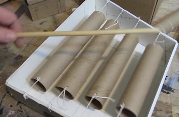 A cardboard tube xylophone