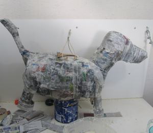 the completed dog pinata
