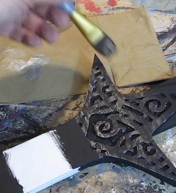 Dry brush silver on