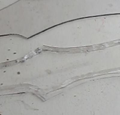 The bead of caulk