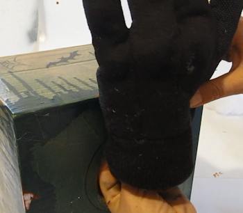 Glue glove to box