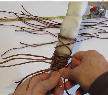 Wrap the pieces around the spear