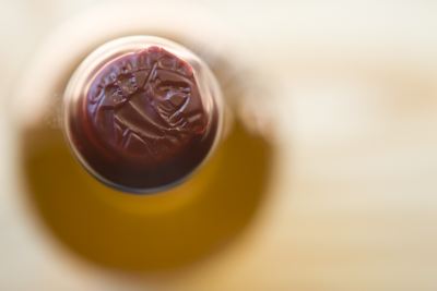 Wax emboss on the top of the mead bottle