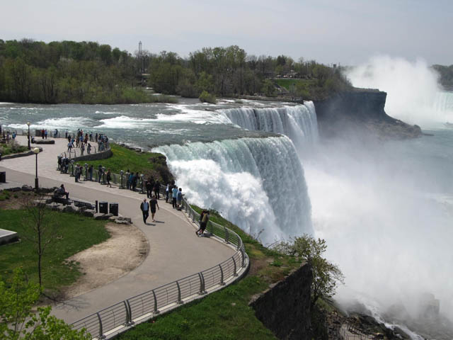 The walkway and falls