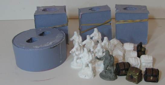 A group of cast miniatures